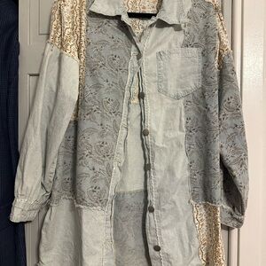 POL Light Blue Denim Jacket with Floral Lining